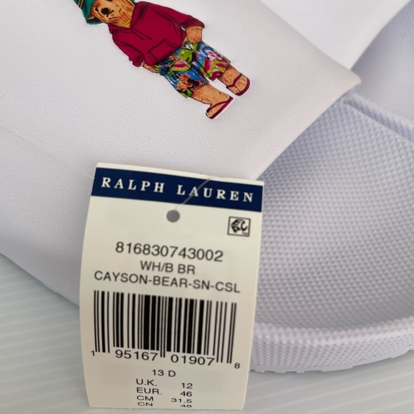 Polo Ralph Lauren Cayson Bear Pool White Sandals Sz 13 New